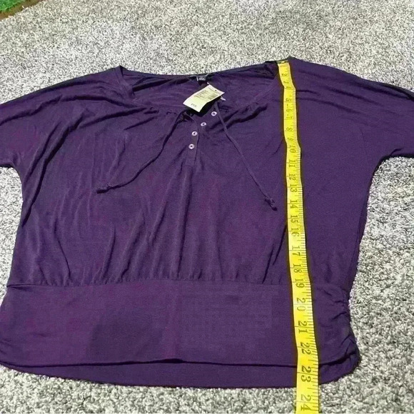 American Eagle Women’s Purple Quarter Button Short Sleeve Blouse Sz Small Note - Picture 3 of 10